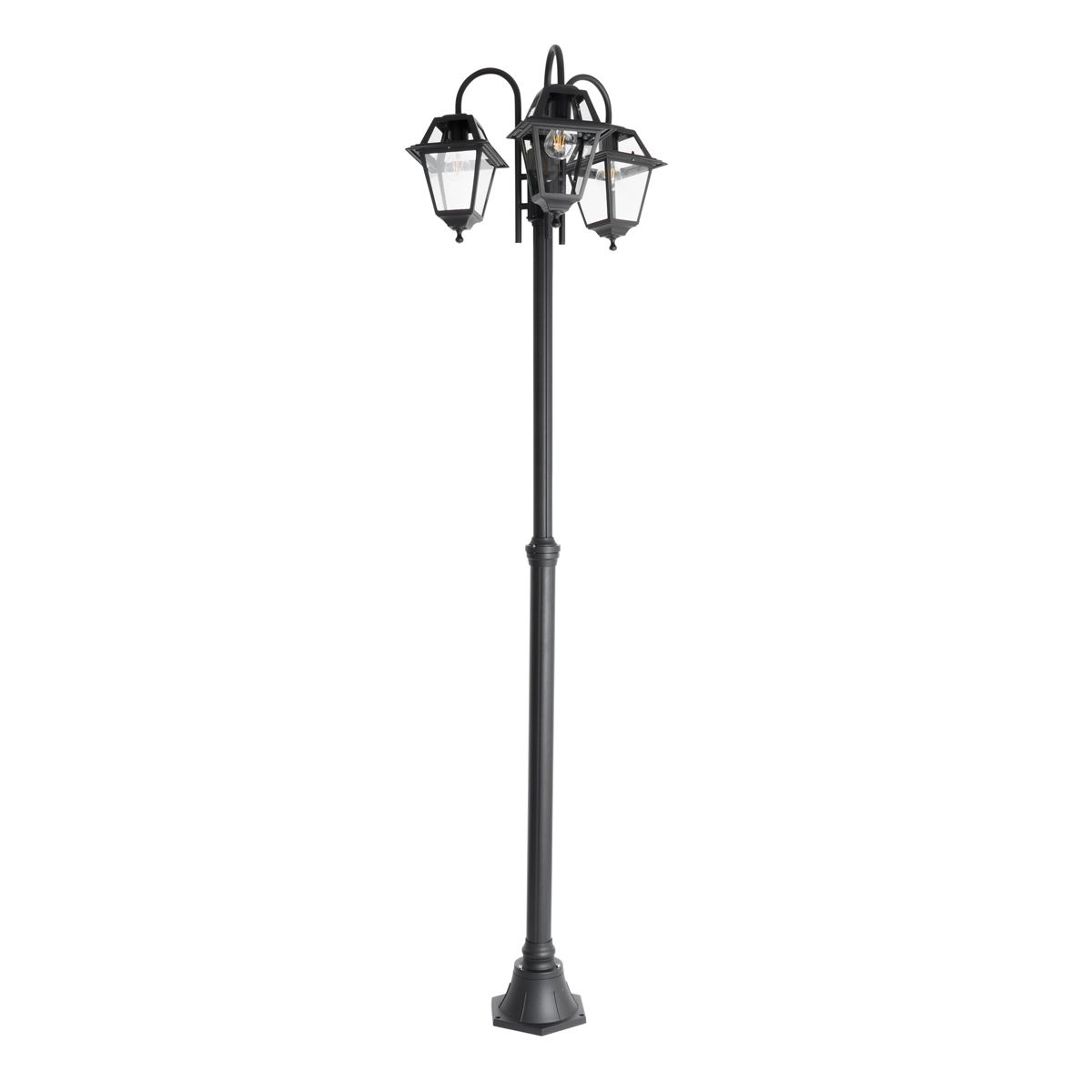 Klassieke buiten lantaarn zwart 235 cm 3-lichts IP44 - Berta