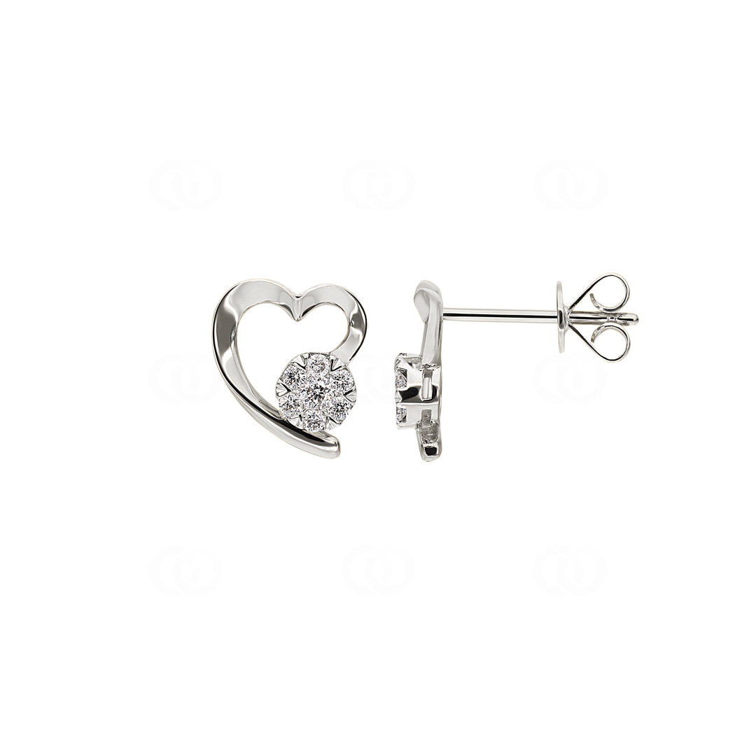 Ohrstecker 750/18 K Weissgold Herz mit Diamanten 0.14 ct H/si