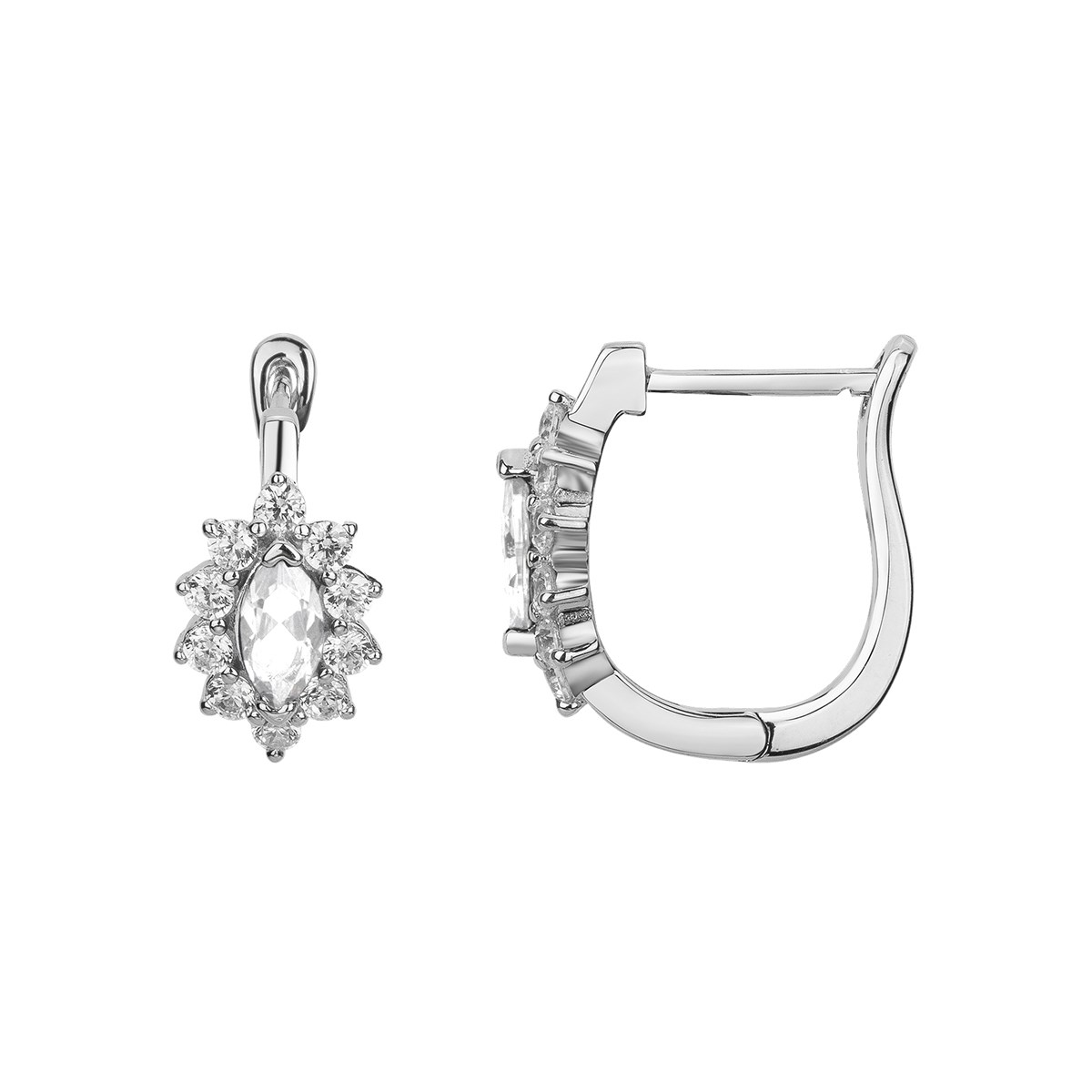 Boucles d'oreilles dormeuses en Argent avec oxyde de zirconium blanc