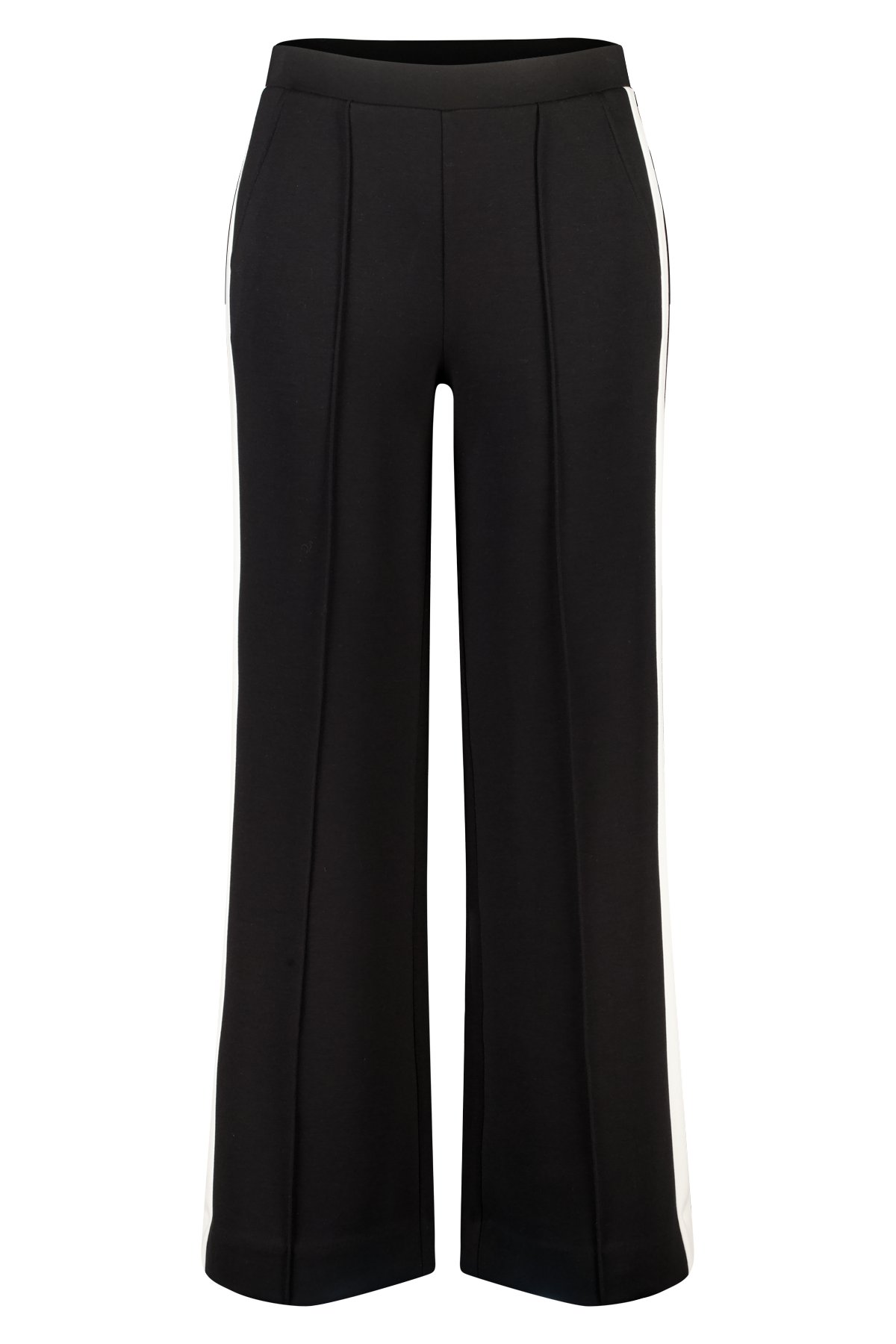 Wijde pantalon met contraststreep Zwart