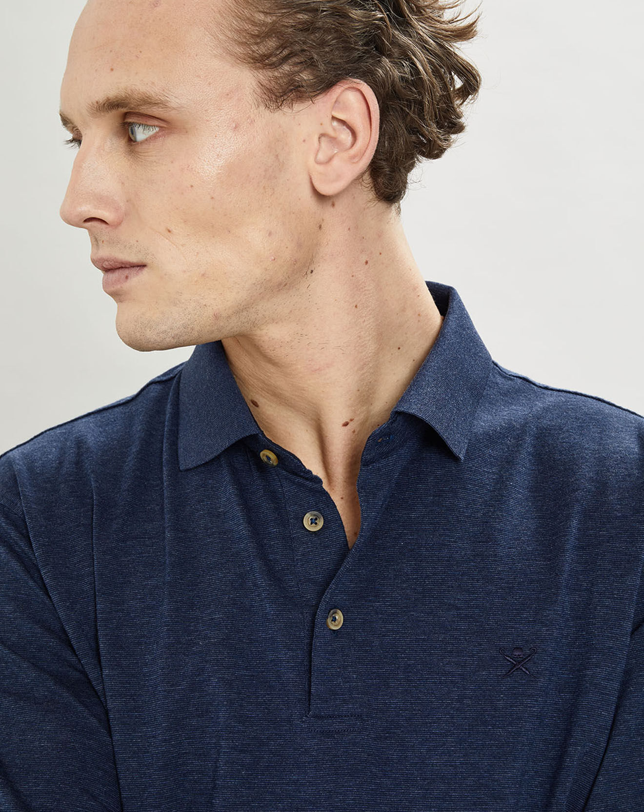 Hackett London Polo chiné mercerisé Classic Fit bleu