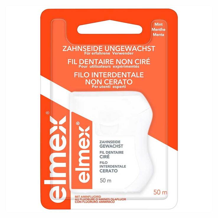 Elmex Zahnseide ungewachst mit Aminfluorid, 50 m