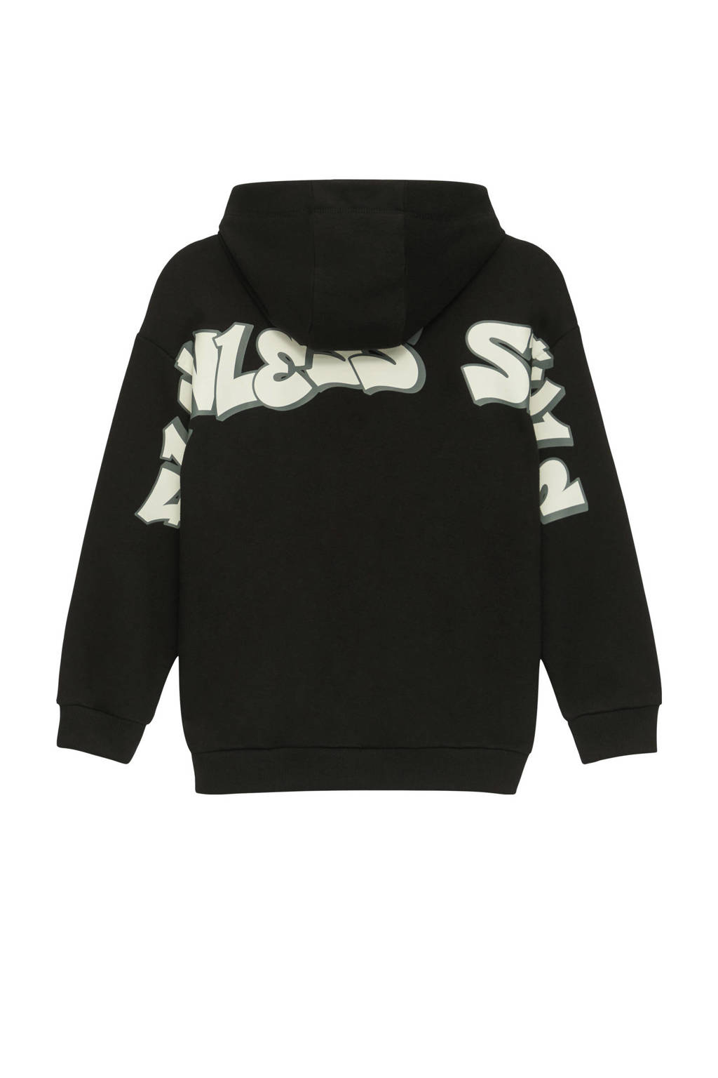 s.Oliver hoodie met backprint zwart