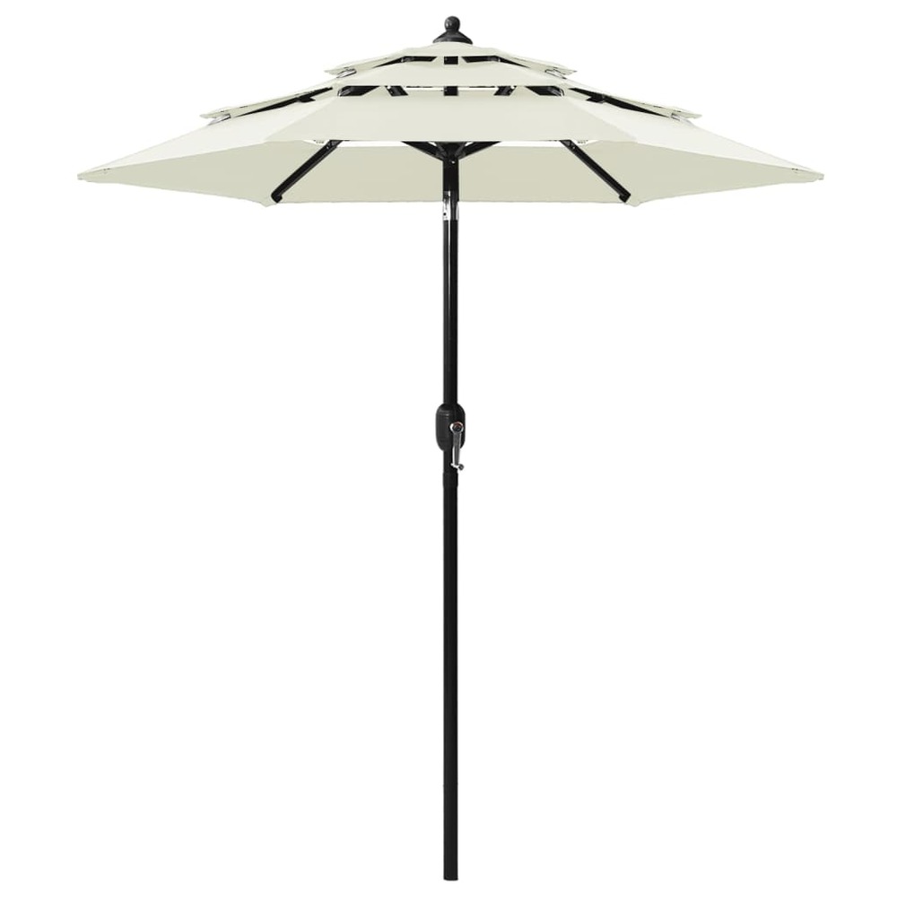 Parasol à 3 niveaux avec mât en aluminium 2 m sable