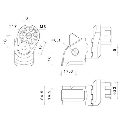 Adaptateur repose pied Rizoma Pilote - 22 mm - Excentrique - Noir