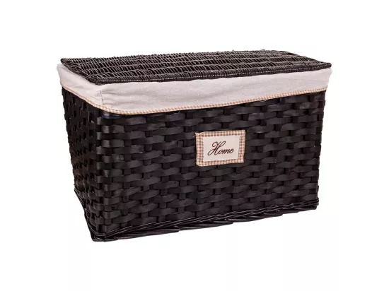 Set de 2 coffres en osier doublés noirs