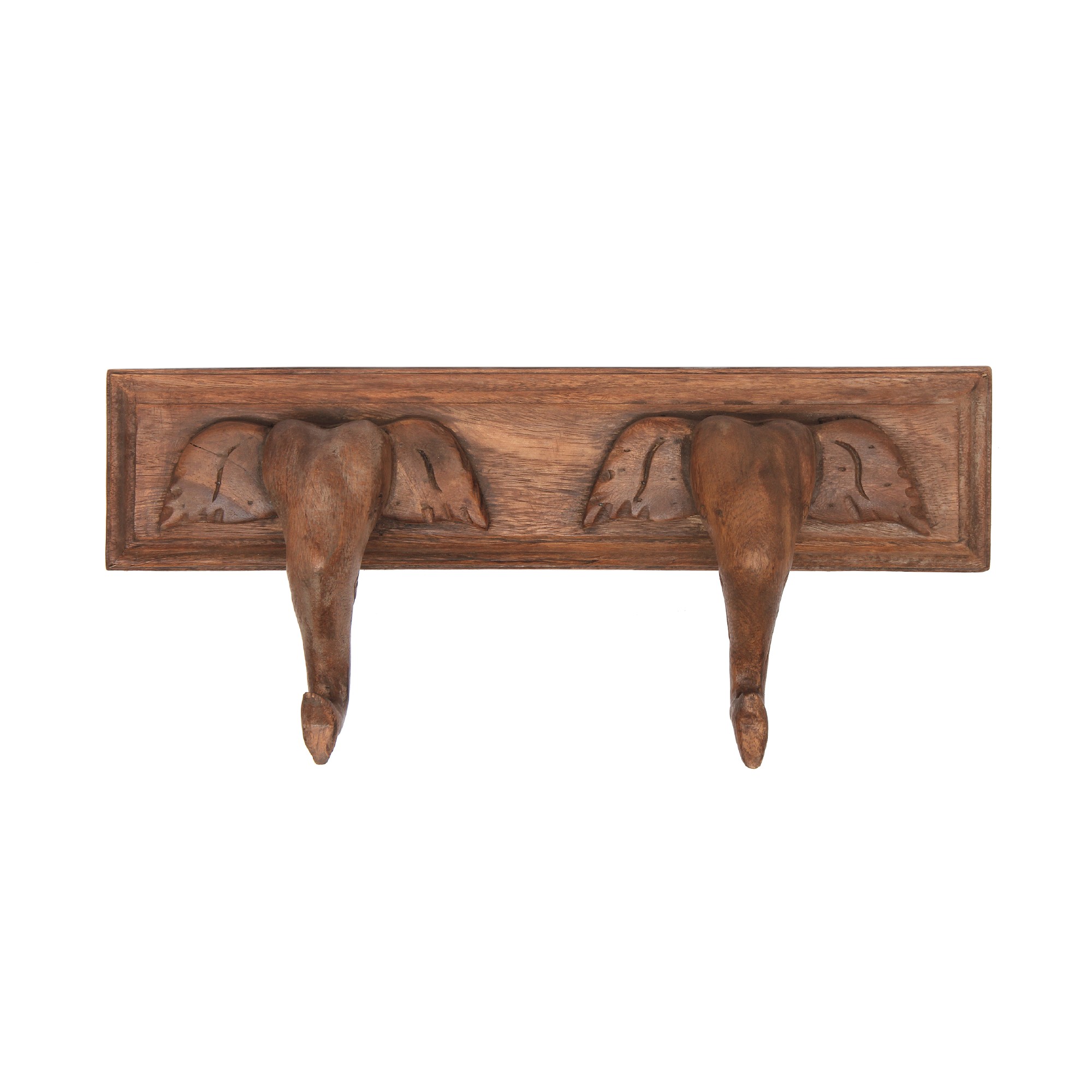 2er Wandhaken Elefantenkopf, natur, B 43 cm, H 18 cm, L 9 cm von fischer's lagerhaus