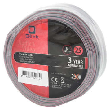 Q-Link luidsprekersnoer 2x0.25mm 25 meter grijs