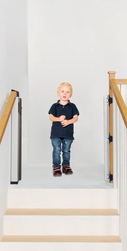 Lascal - KiddyGuard Avant - Veiligheidshek - Zwart - Uitschuifbaar Gaasrooster in Geborsteld Aluminium Behuizing