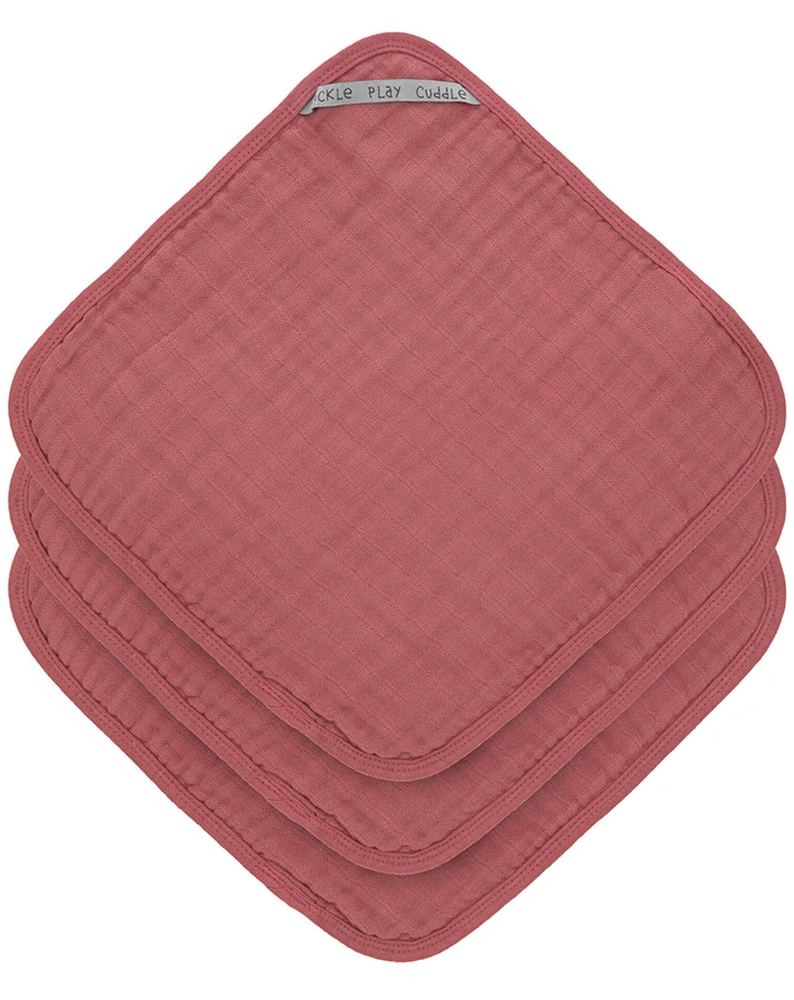 Mull-Waschlappen LITTLE CHUMS (30x30) 3er-Pack in mauve