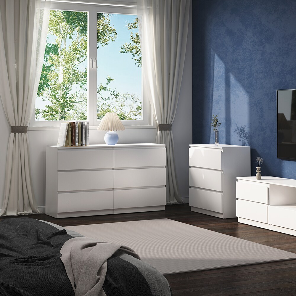 Vicco Kommode Calisto, Weiß 138 x 78,5 cm, mit 6 Schubfächer, Sideboard, Schrank