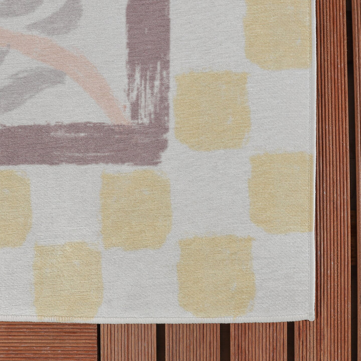 Buitenvloerkleed - Oasis Leaves Geel/Lila | OEKO-TEX & Wasbaar