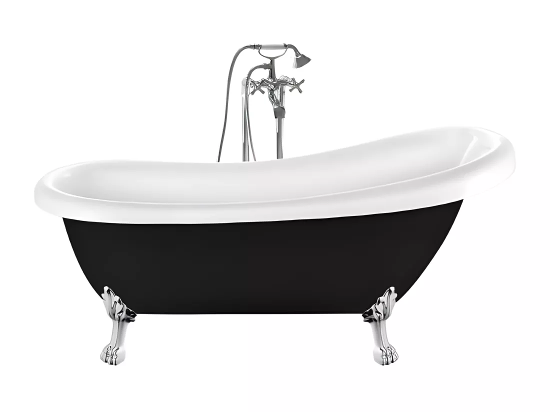 Baignoire ancienne rétro sur pieds RICHMOND Noire 171 cm Pieds de Lion Chromés