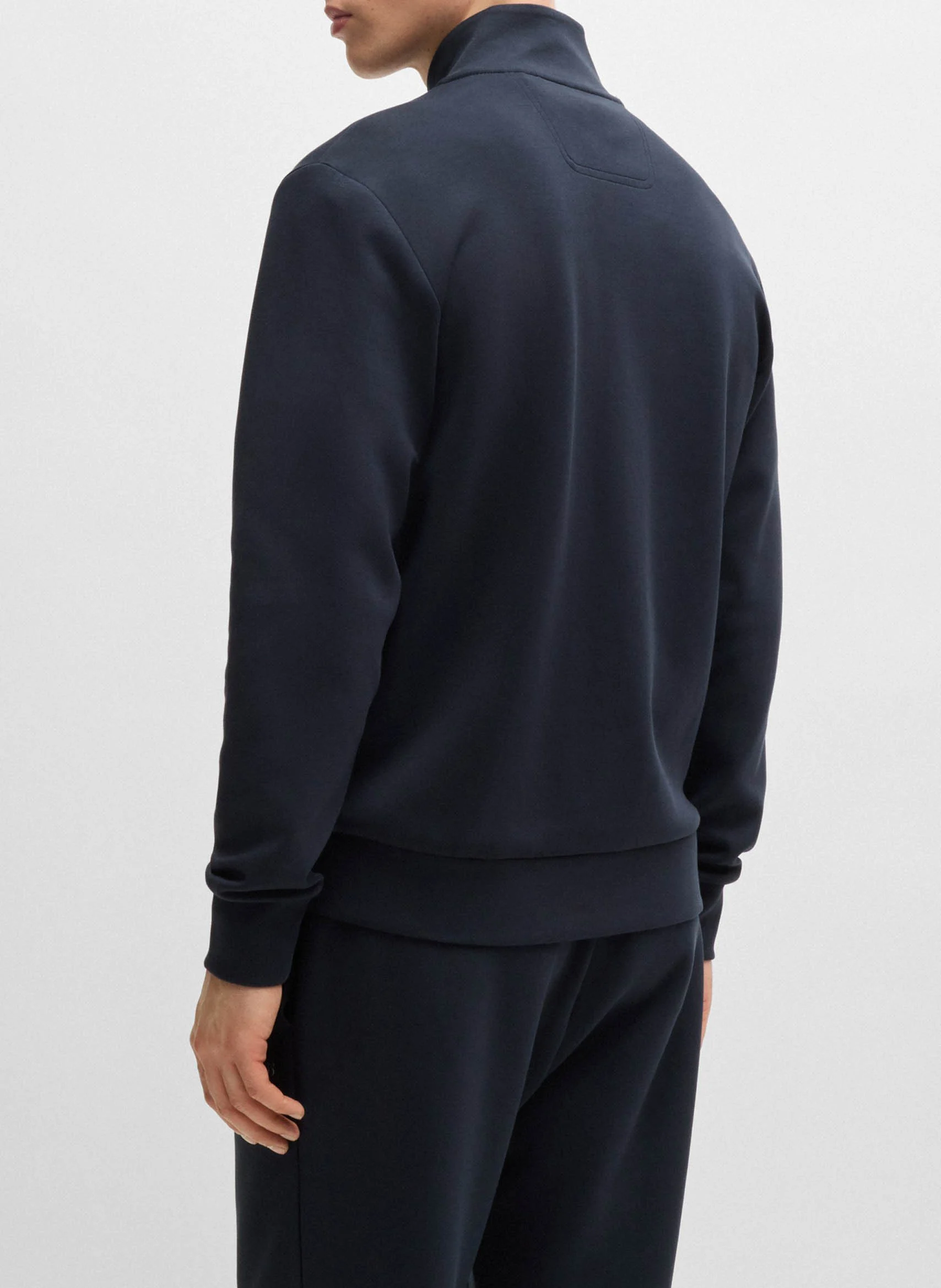 Sweat droit zippée sérigraphié en coton stretch | Bleu