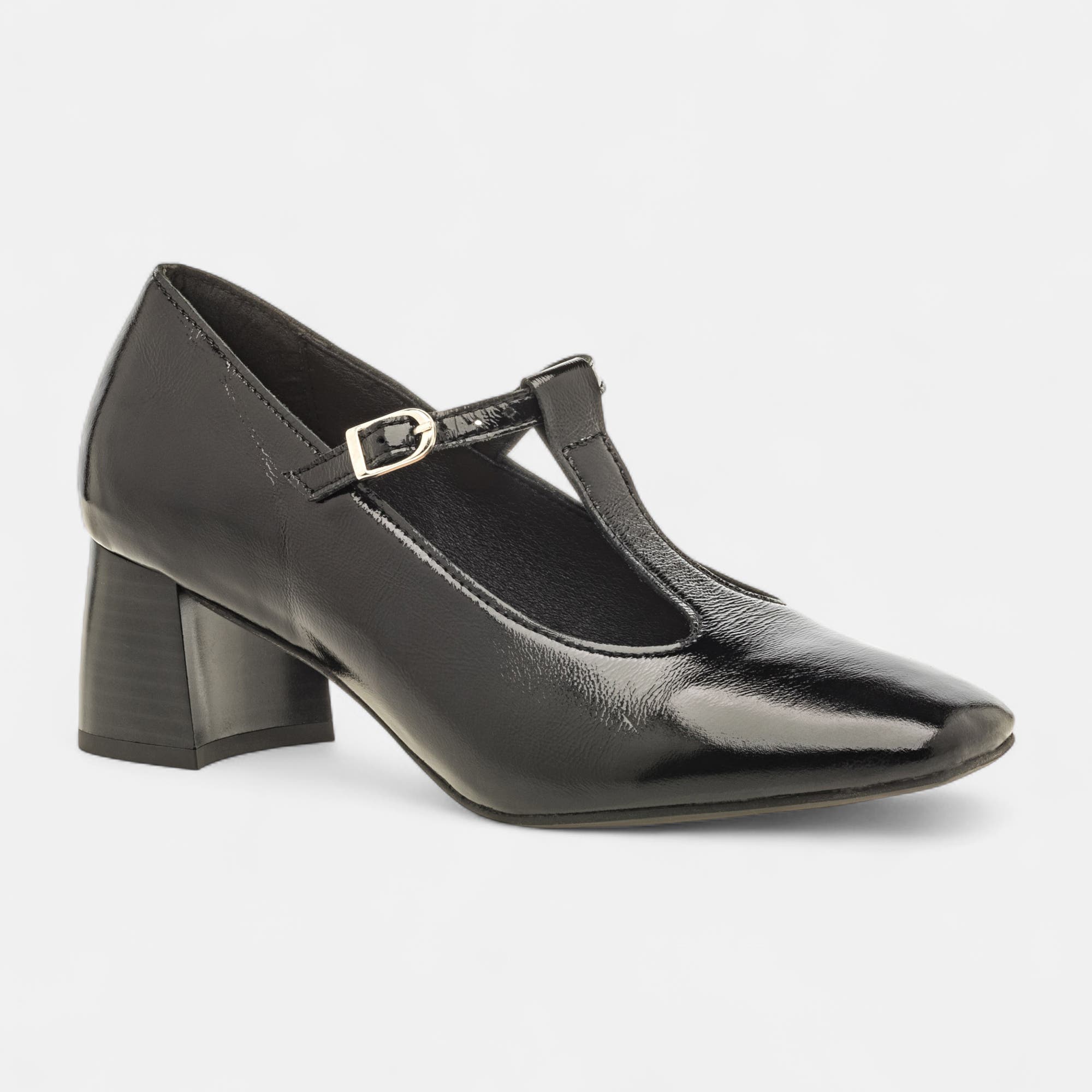 Escarpins à talon Femme en cuir noir vernis