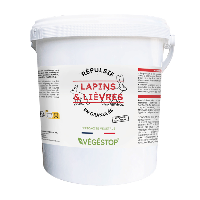 Répulsif lapins et lièvres granulés - 5 kg - jardin - extérieur - origine végétale - protection potager et cultures