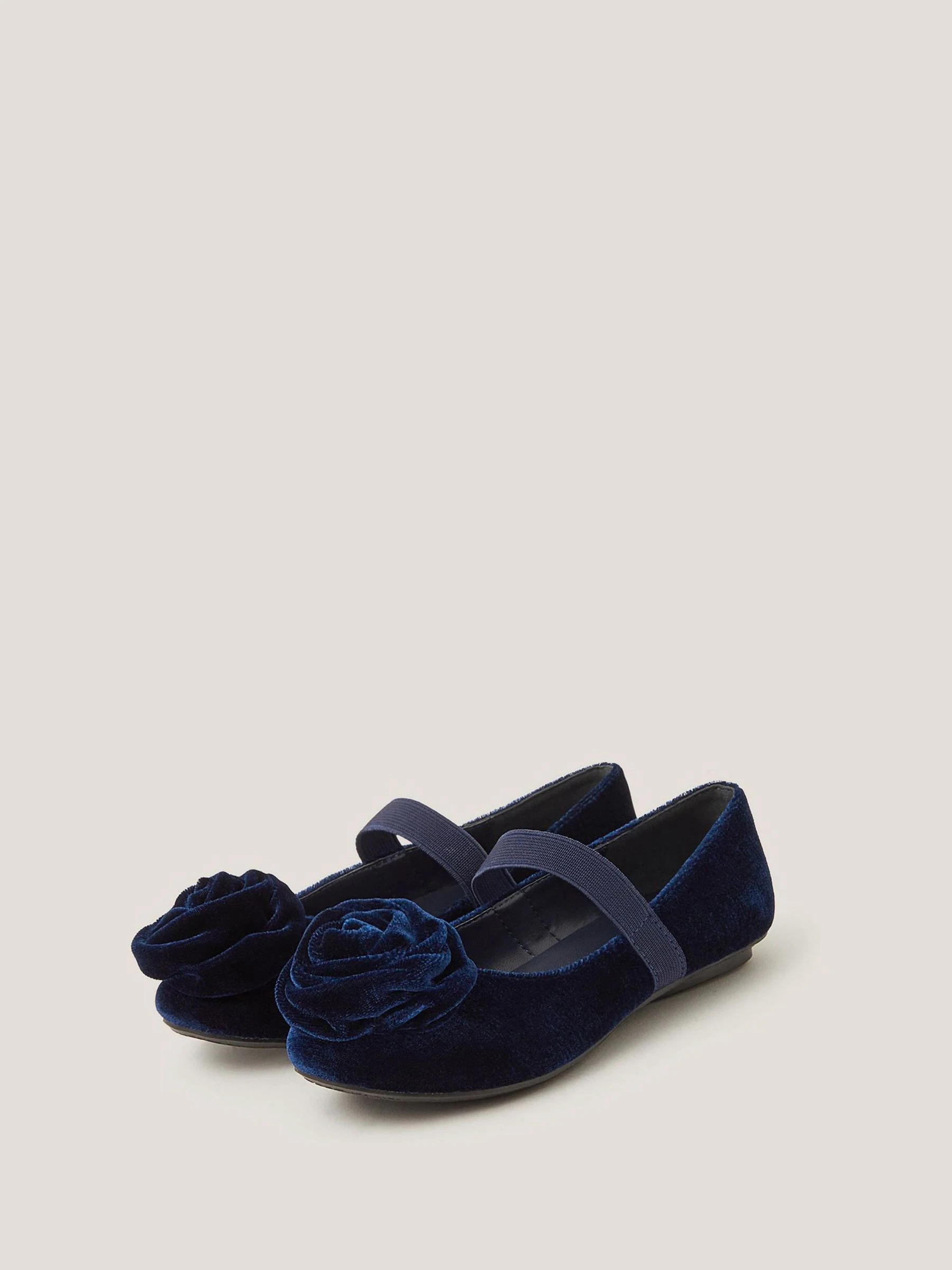 Monsoon Rosette Velvet Strap Ballet Flats