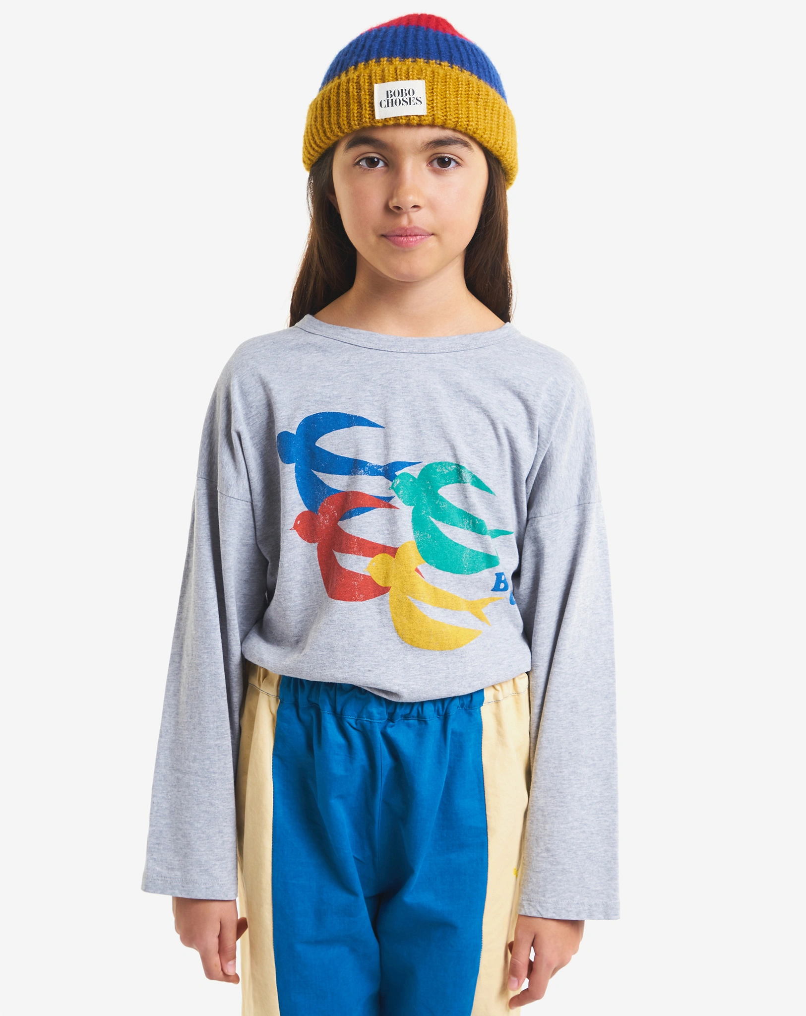 Langarmshirt FLYING BIRDS in light heather grey