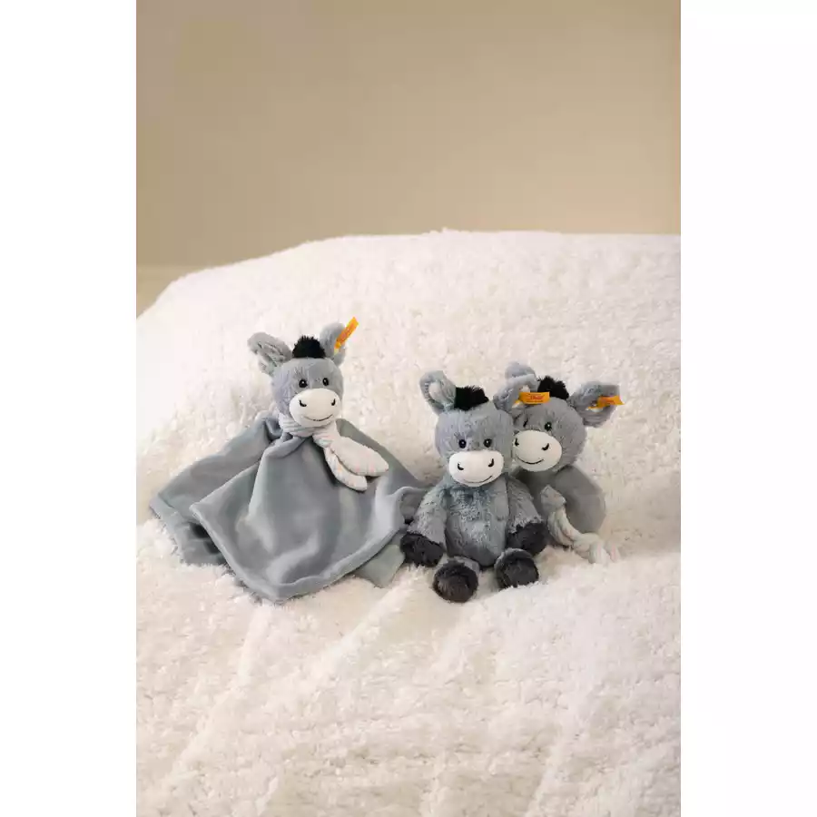 Steiff Greifling Esel Dinkie graublau, 14 cm