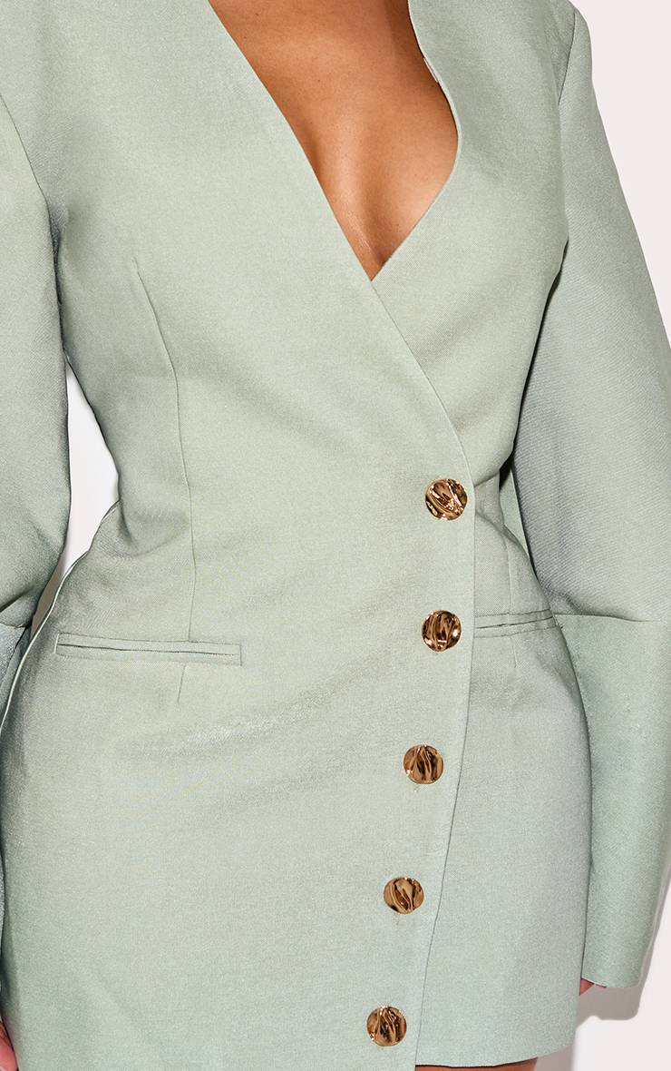 Vert Olive Robe Blazer Cintrée Forme A À Manches Cocon