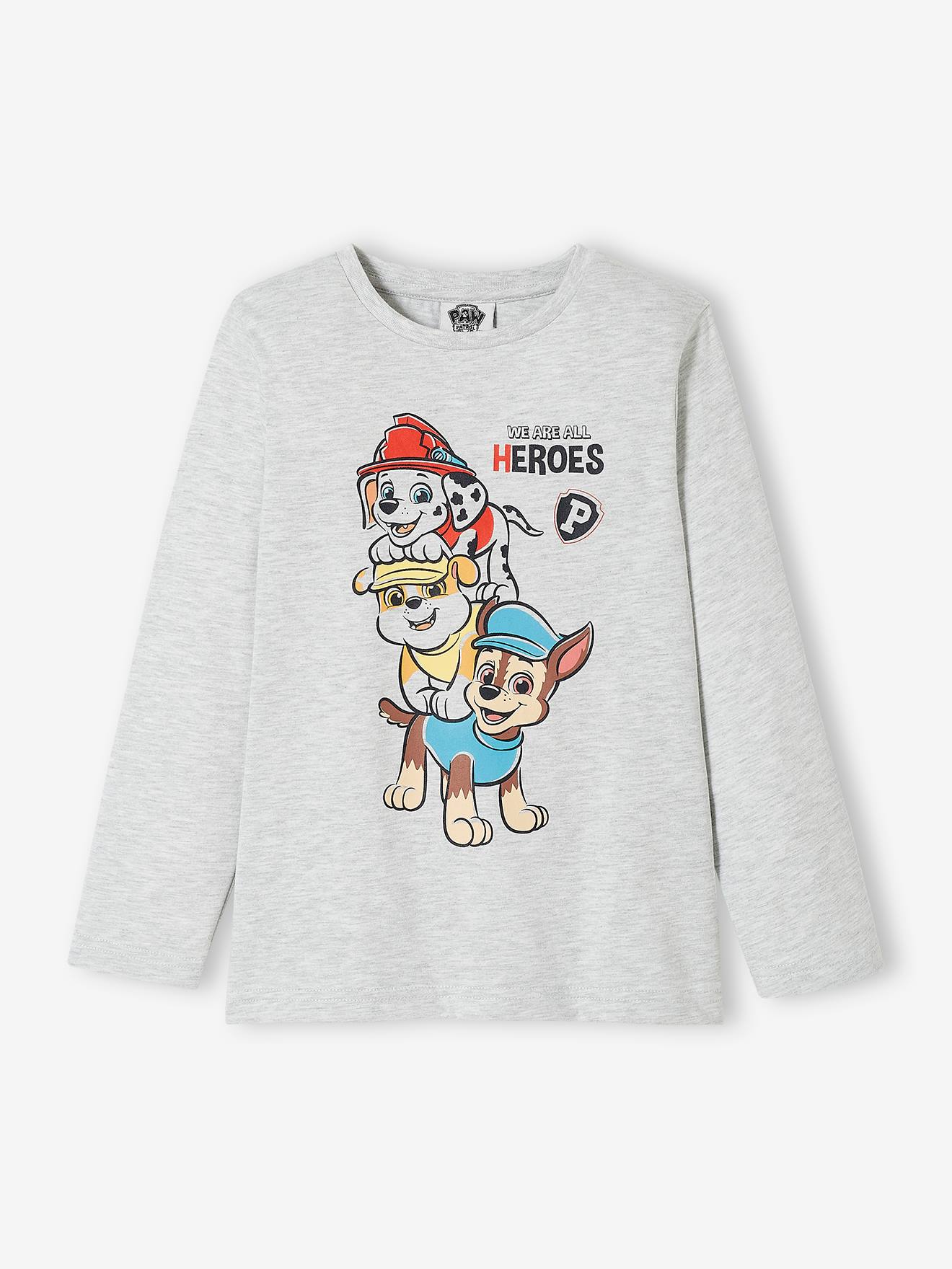 Camiseta lisa de manga comprida cinza claro da Patrulha Canina® com estampas.
