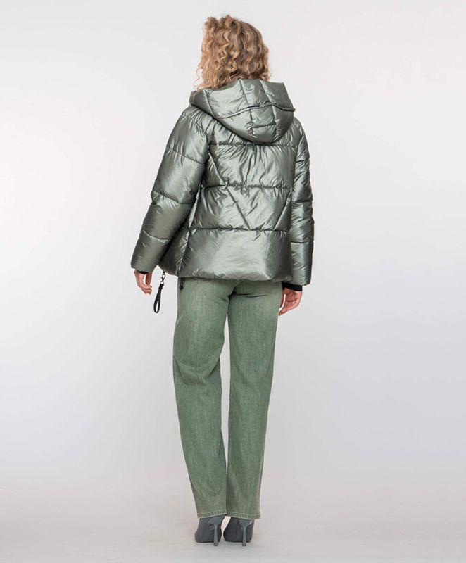 Geisha - Jas 58516 - Soft Green Metallic - Dames - Gewatteerd - Met Capuchon