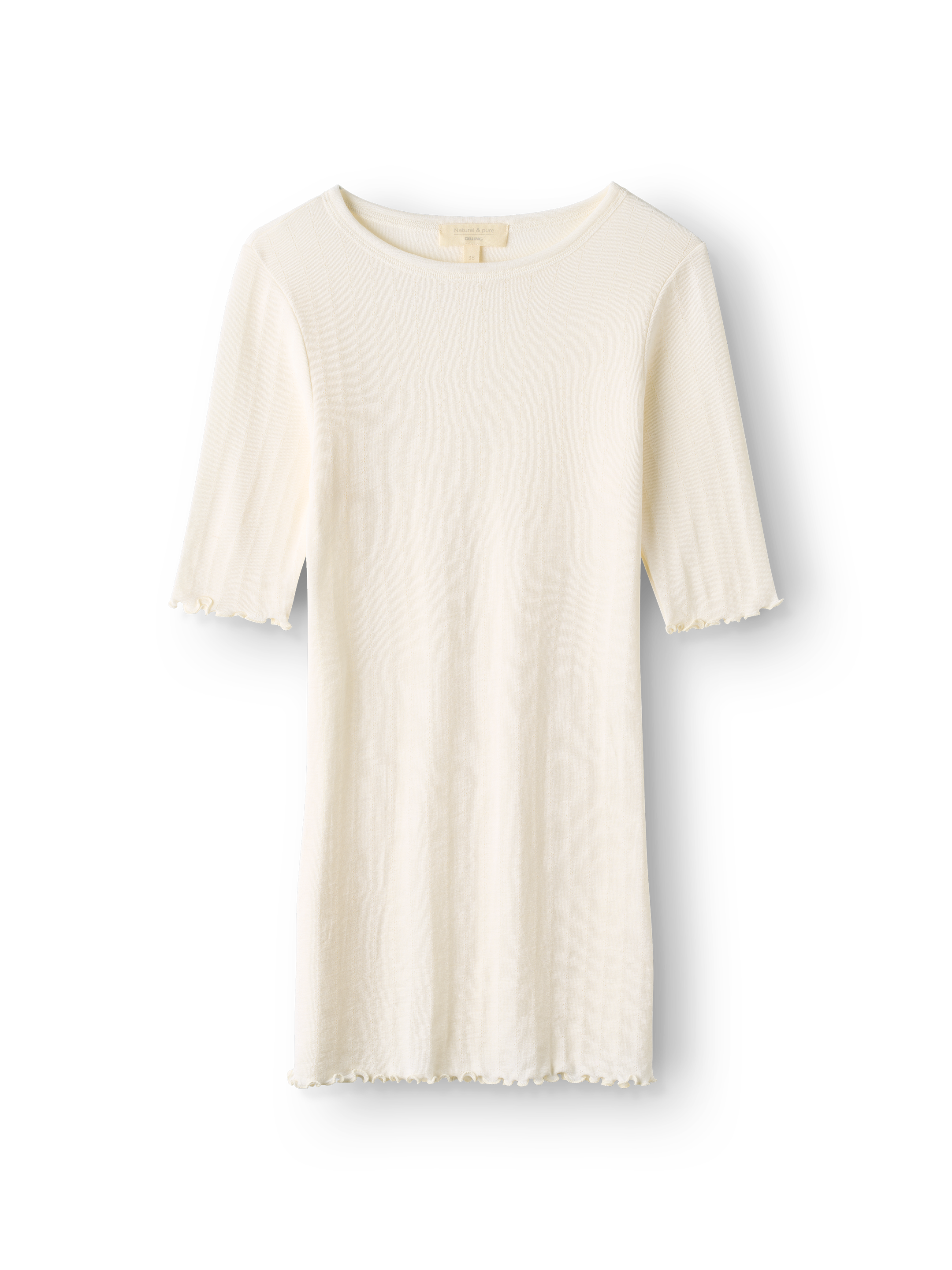 Pointelle T-shirt van merinowol/zijde voor dames