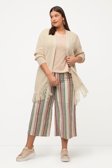 Strickjacke, Mustermix, Fransen, Biobaumwolle