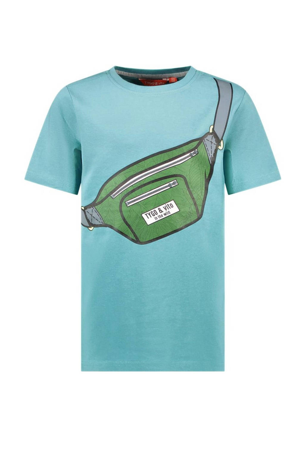 TYGO & vito T-shirt Toby met printopdruk aquablauw