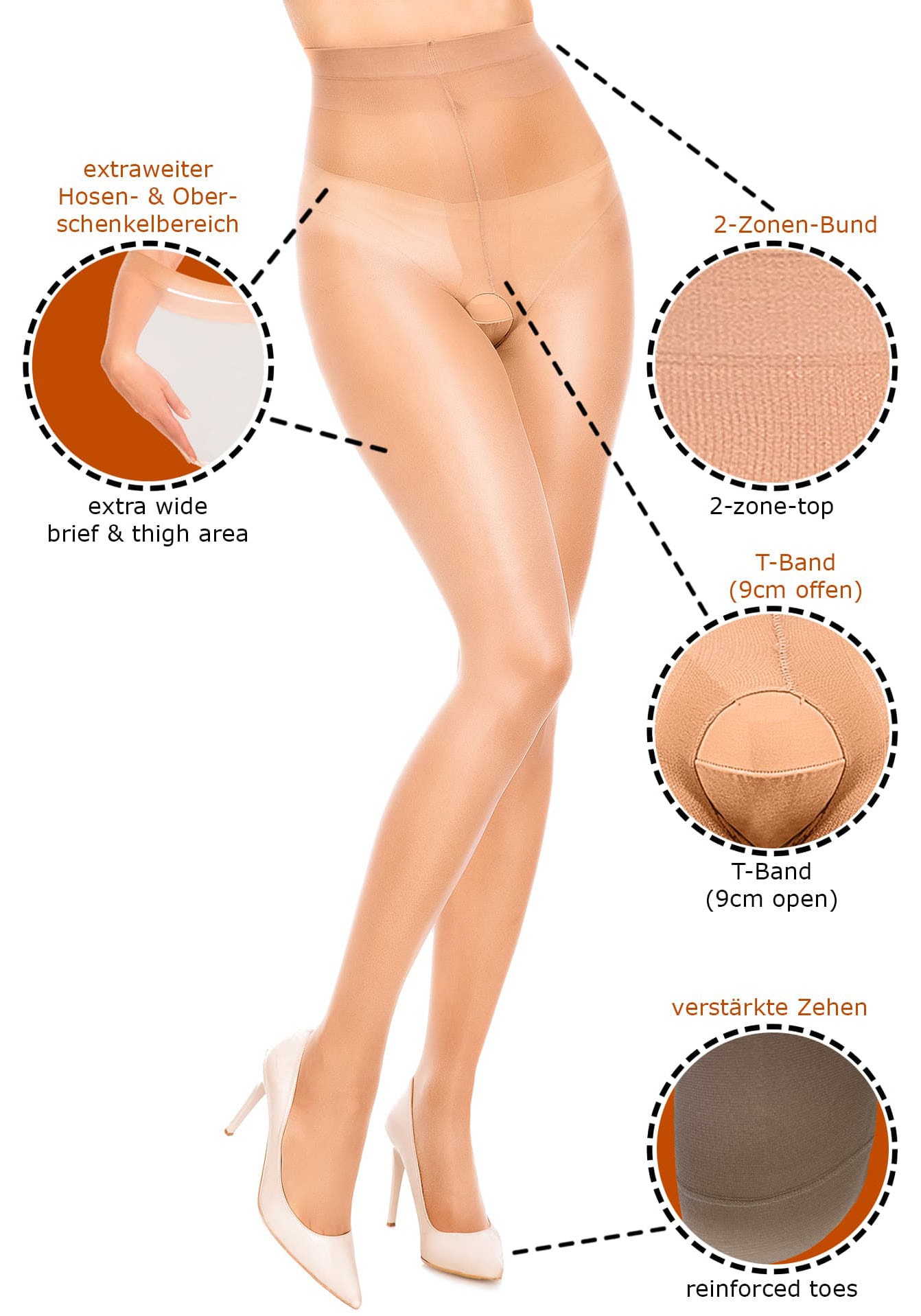 GLAMORY Feinstrumpfhose »Ouvert« 40 1 Stk. tlg. Plus Size, Ouvert