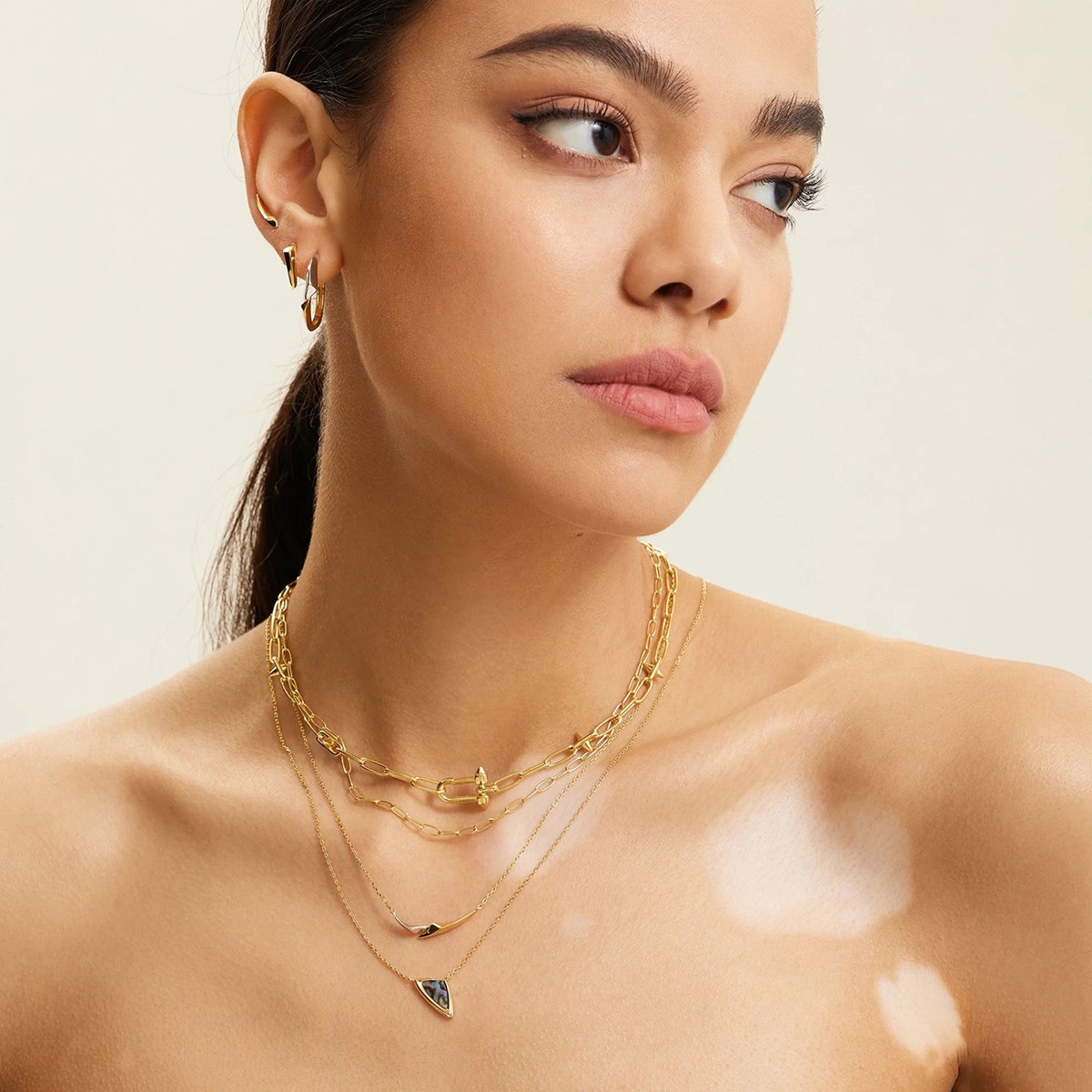 Collier Ania Haie Though Love doré nacre abalone