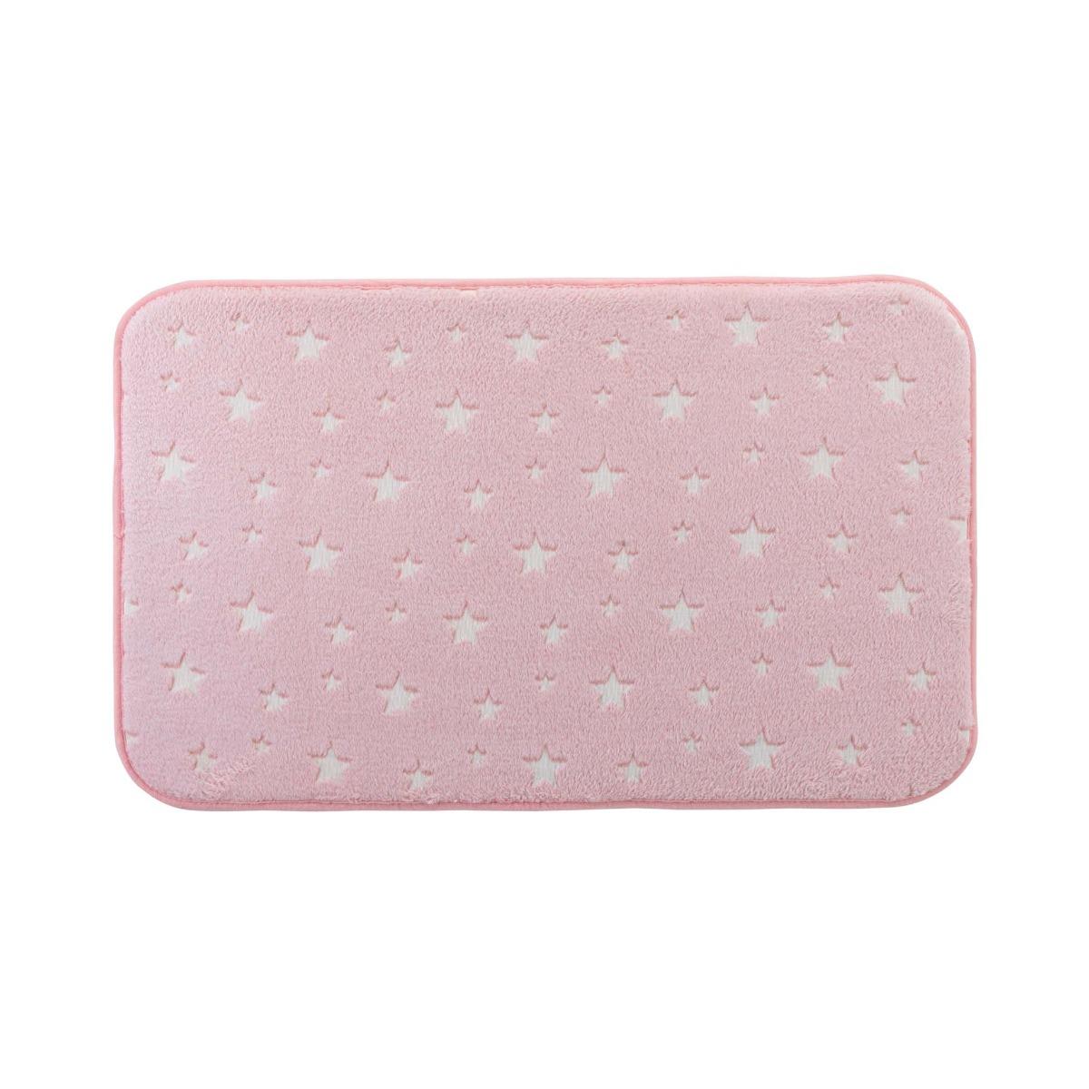 TAPIS 50 X 80 CM FLANEL UNI PHOSPHORESCENT FLUO NIGHT ROSE