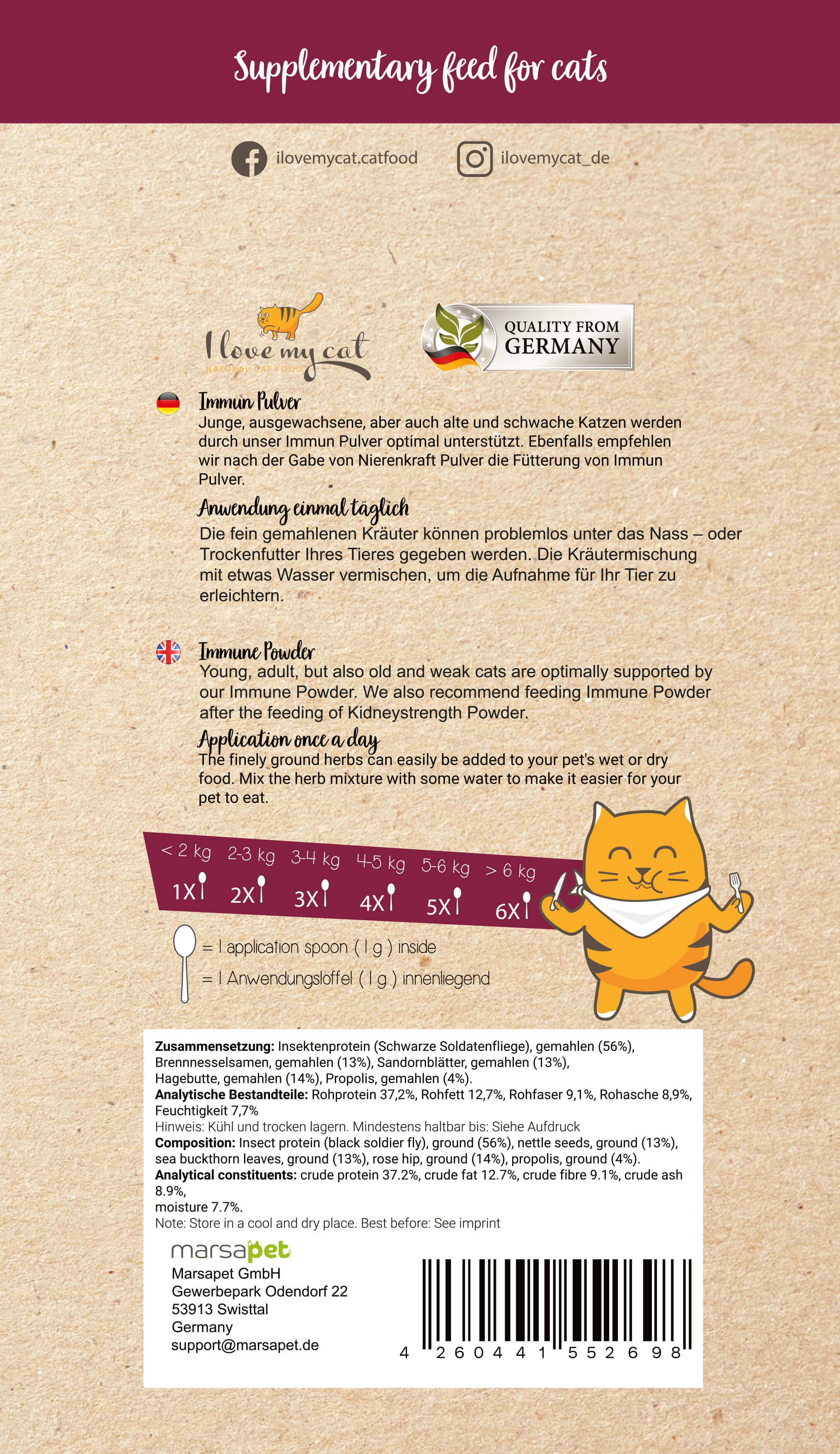 I love my cat Nahrungsergänzung für Katzen - Immun Pulver