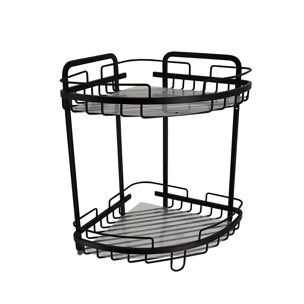 ETAGERE D ANGLE FIL ALUMINIUM 2 NIVEAUX A POSER NOIR