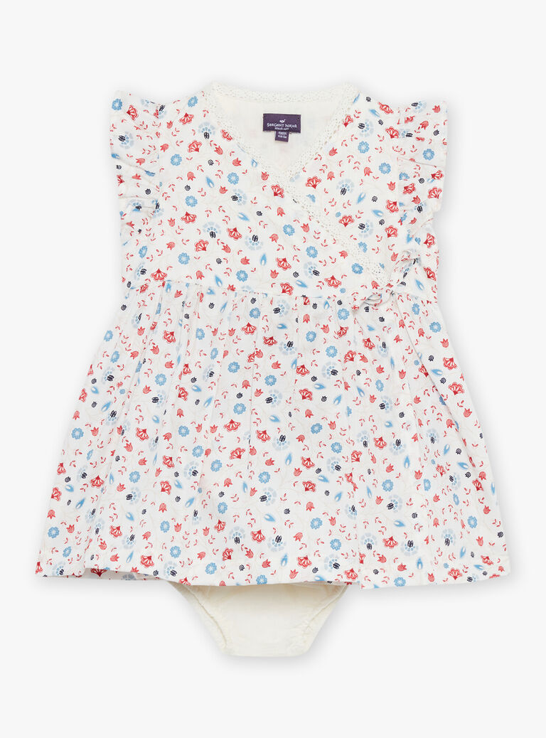 Robe cache-coeur écrue à fleurs et bloomer