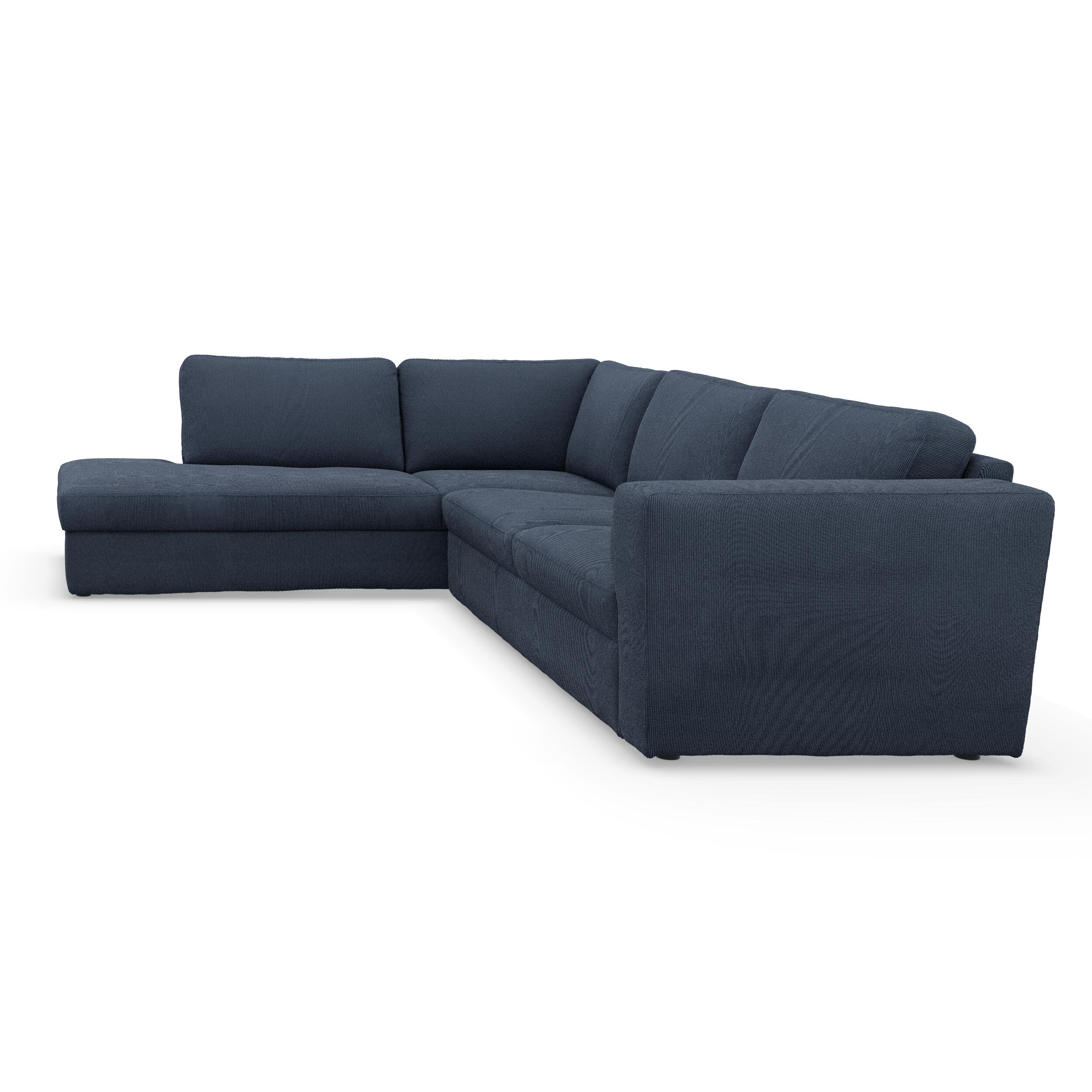 Lean venstrevendt hjørnesofa med pufafslutning