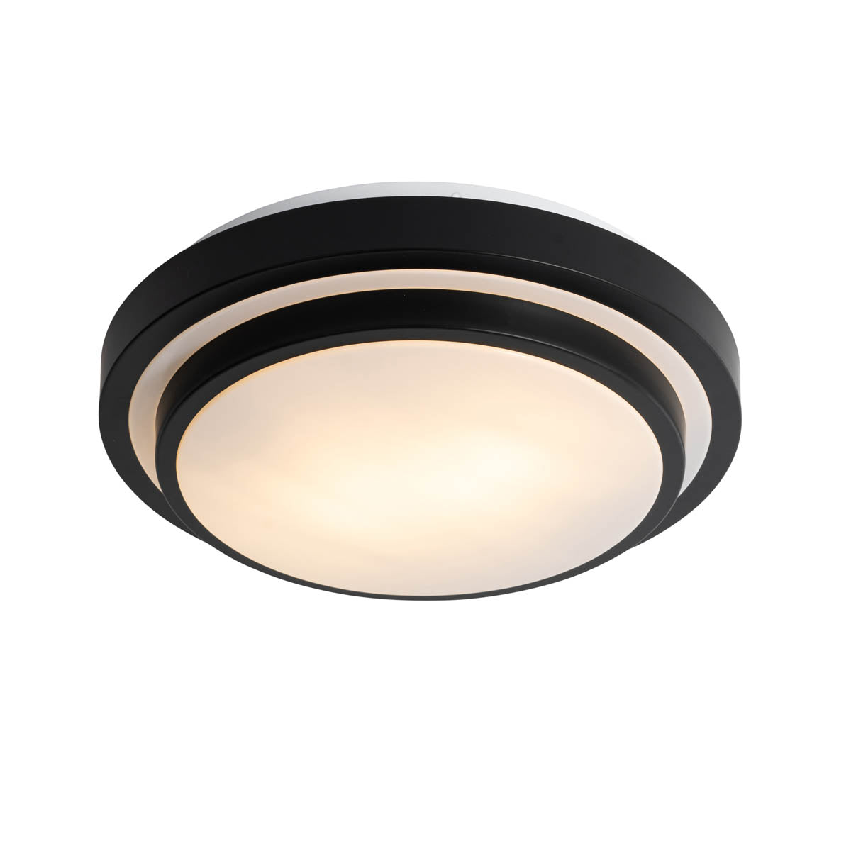 QAZQA Moderne plafondlamp zwart met wit 35 cm IP44 - Walden