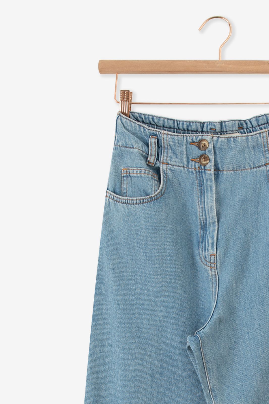 Lichtblauwe high waist wide leg jeans met elastische taille