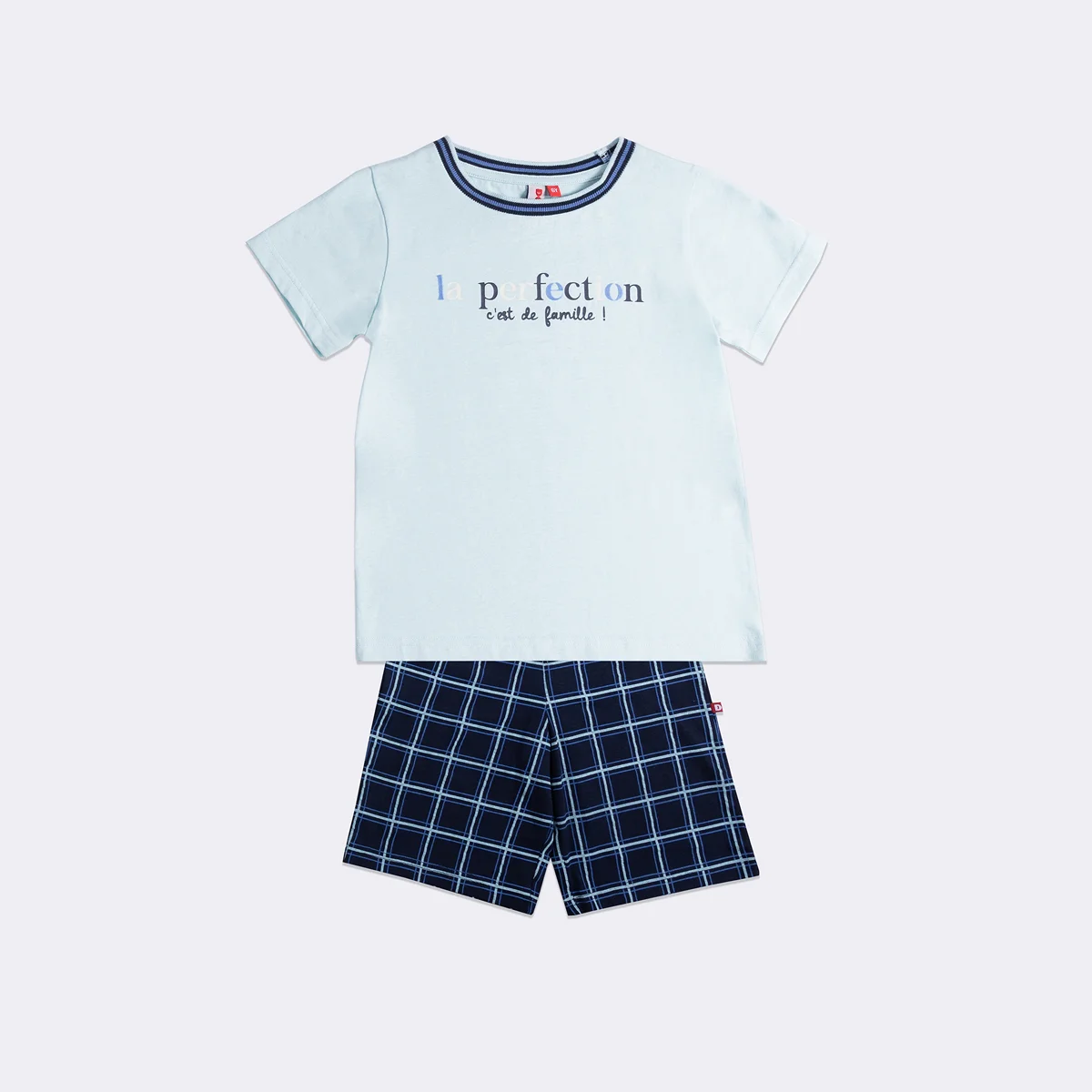 Pyjashort garçon PERFECTION aqua/carreaux