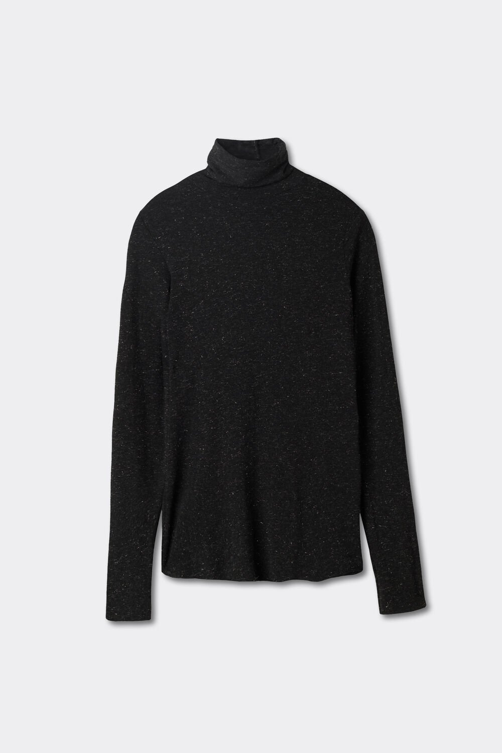 Blusa de gola alta em modal leve com lamê de cashmere