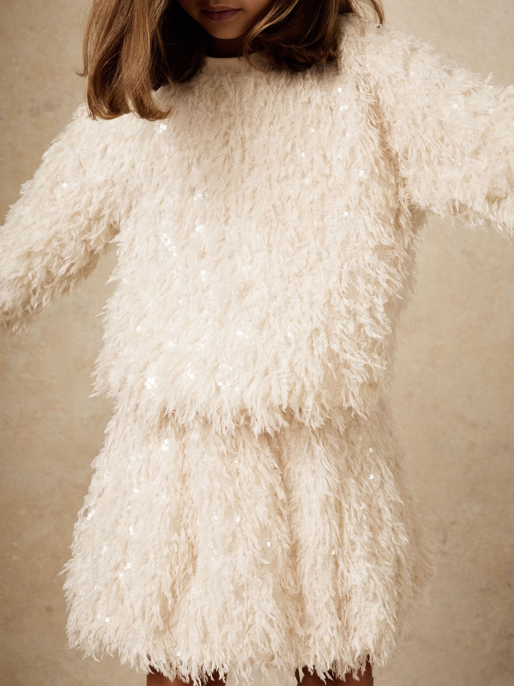 Reiss Roxy Fluffy Sequin-Embellished Skirt