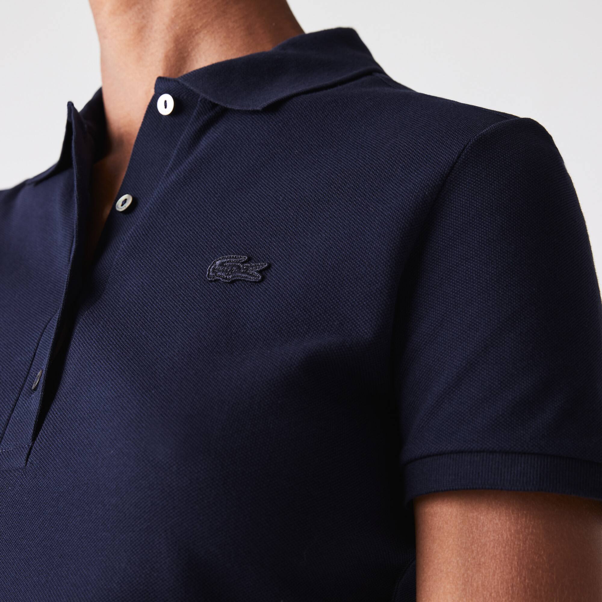 Slim Fit Damen LACOSTE Poloshirt aus Stretch-Baumwoll-Piqué Kurze Ärmel - Blau - Lacoste - Damen