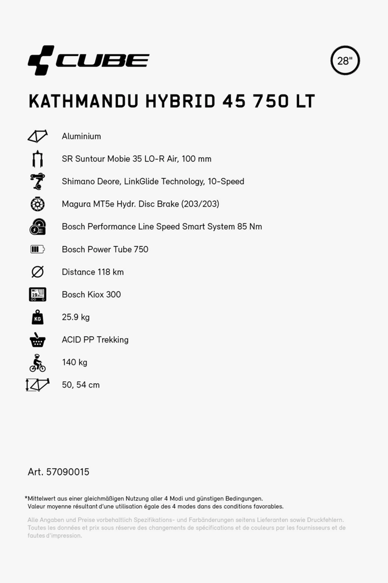 CUBE Kathmandu Hybrid 45 750 Trapez 28 E-Bike 2023