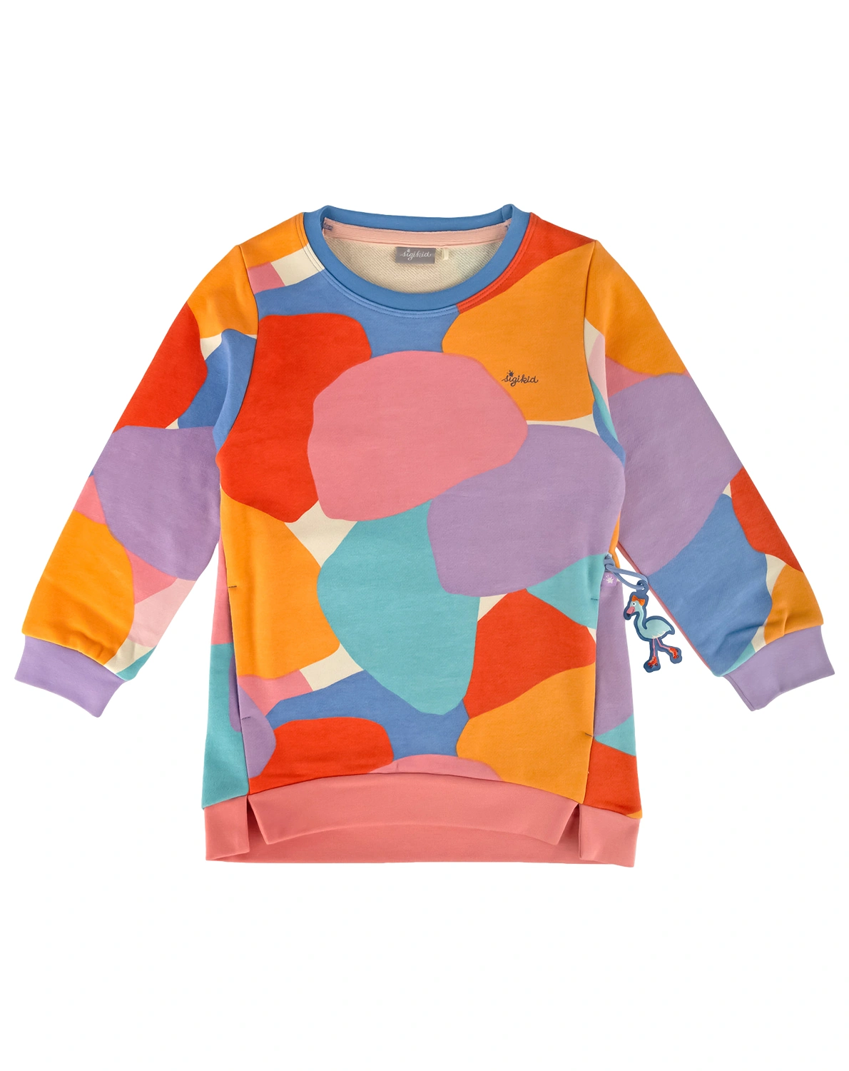 Sweatshirt M - SKATING FLAMINGO PATTERN in bunt