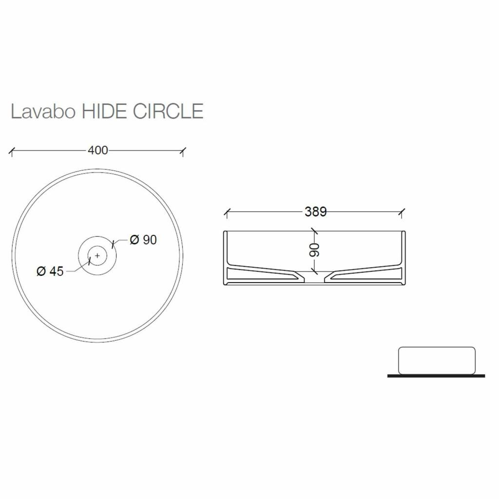 Salenzi Hide Circle opbouw wastafel waskom mat zwart 40x12cm