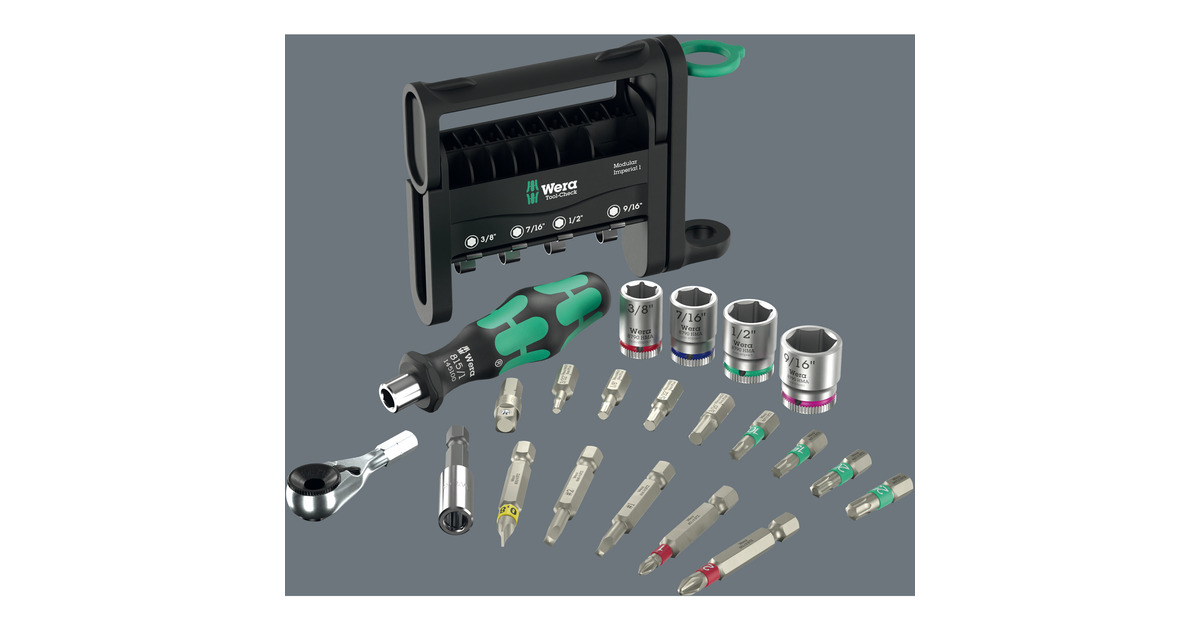 WeraTool-Check Modular Imperial 1, 21‑delig bitset  (Zwart/groen)