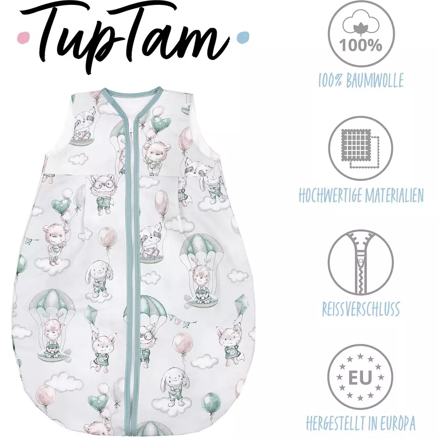 TupTam Baby Sommer Schlafsack Ärmellos Unwattiert grüngrau