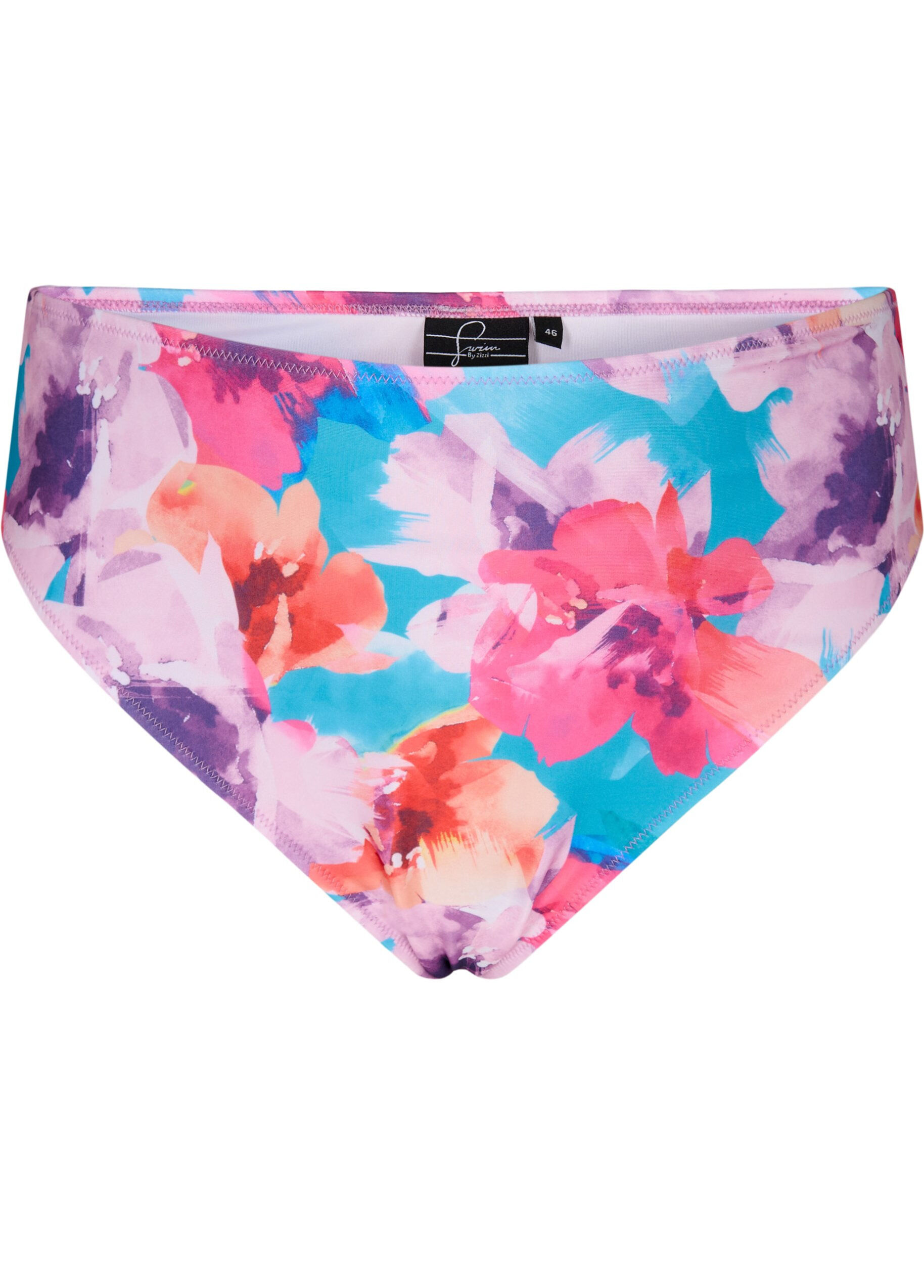 Bikini underdel med print og høj talje