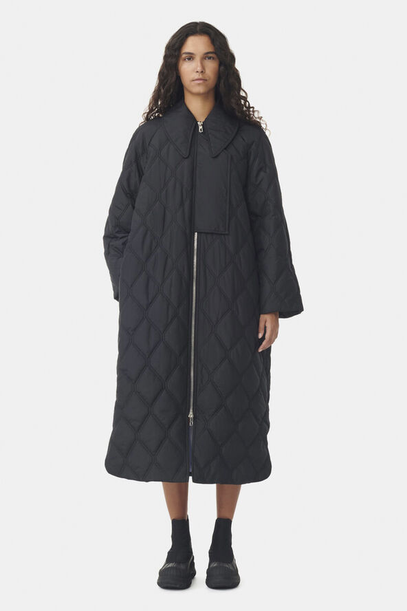 Ganni Ripstop Quilt Coat Black
