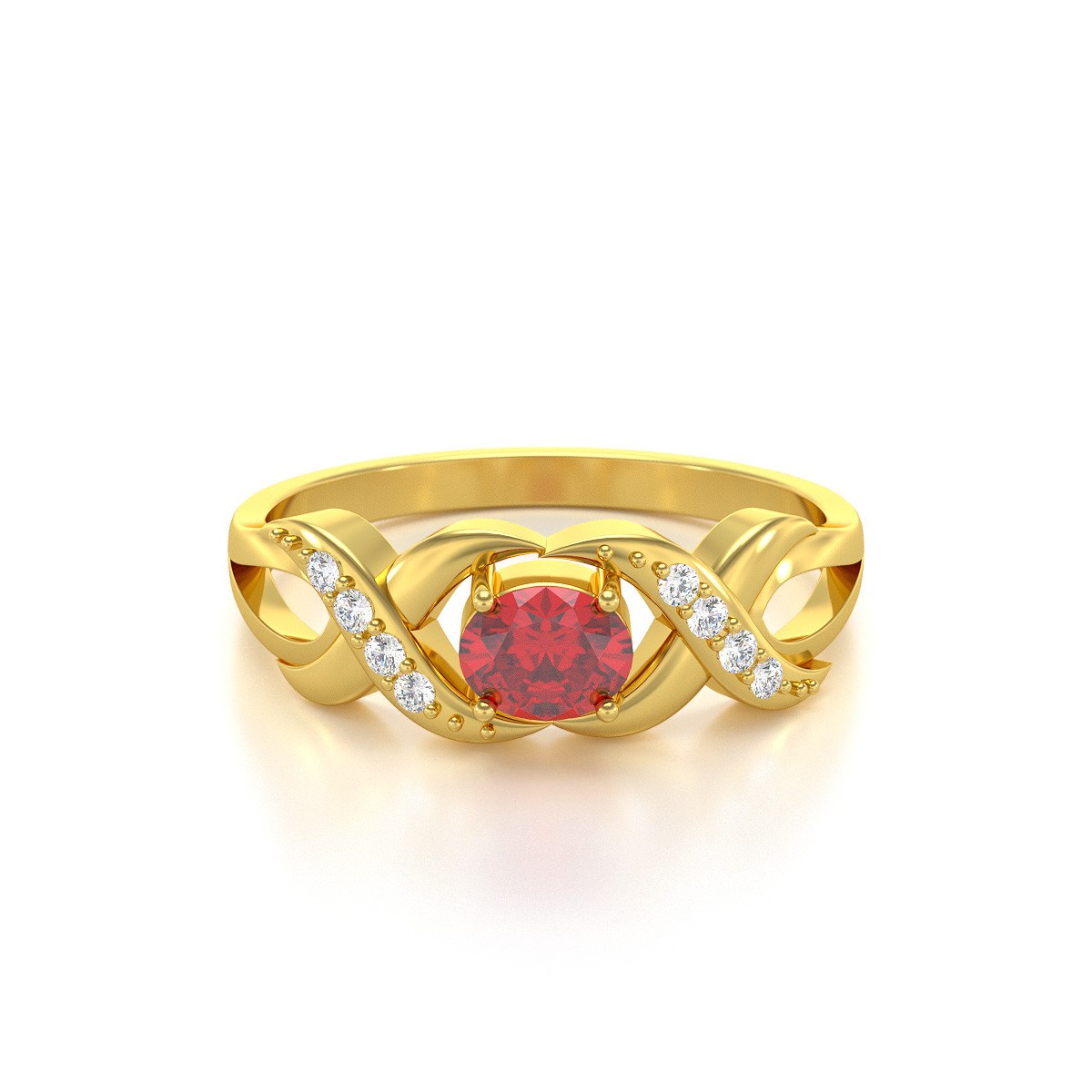 Bague ADEN Or 585 Jaune Rubis et diamants 2.684grs